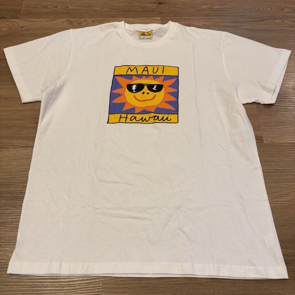 Vintage 90s Ken Done Maui Hawaii T-Shirt Large Made in Australia Pop Art‎ Retro